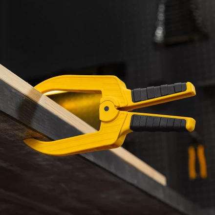 Струбцина клещеобразная Denzel, удлиненная 75 х 110 мм двухкомпонентные рукоятки, 20790 купить в Урае