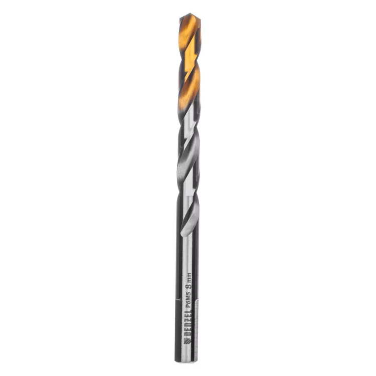 Сверло спиральное по металлу Denzel 8 x 117 мм, Р6М5, Golden Tip, 718239 купить в Урае