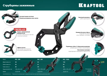 Струбцина KRAFTOOL RC-xx, зажимная ручная 32224-04 купить в Урае