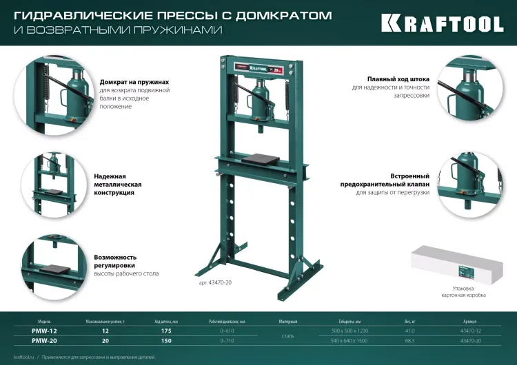 Прессы гидравлические с домкратом и возвратными пружинами 43470-20 купить в Урае