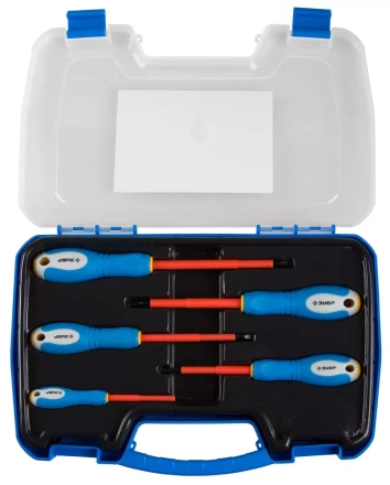 ЗУБР. Набор: Отвертки диэлектрические, 2-комп. рукоятка, до 1000 В, хромованадиевая сталь, 5 предметов 25263-H5 купить в Урае