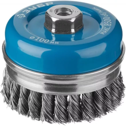 ЗУБР &quot;ПРОФЕССИОНАЛ&quot;. Щетка чашечная усиленная для УШМ, плетеные пучки стальной проволоки 0,5мм, 100ммхМ14 3527-100_z02 купить в Урае