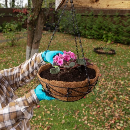 Кашпо подвесное с орнаментом Palisad, с кокосовой корзиной, диаметр 30 см, 690048 купить в Урае