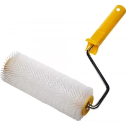 Валик игольчатый STAYER для наливных полов в сборе, пластмассовые иглы, бюгель 8мм, 75х200мм 03951-20