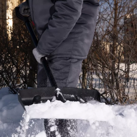 Лопата для уборки снега пластиковая, 450х325х1370 мм, стальной черенок, Palisad 61660 купить в Урае