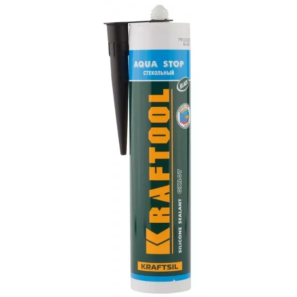 Герметик KRAFTOOL KRAFTSeal GX107 "AQUA STOP" силиконовый стекольный, черный, 300мл 41256-4 купить в Урае