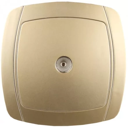 Розетка СВЕТОЗАР &quot;АКЦЕНТ&quot; телевизионная одинарная в сборе, цвет золотой металлик SV-54215-GM купить в Урае