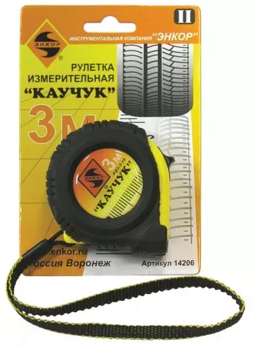 Рулетка 3м Каучук с фиксатором Энкор 14206 купить в Урае