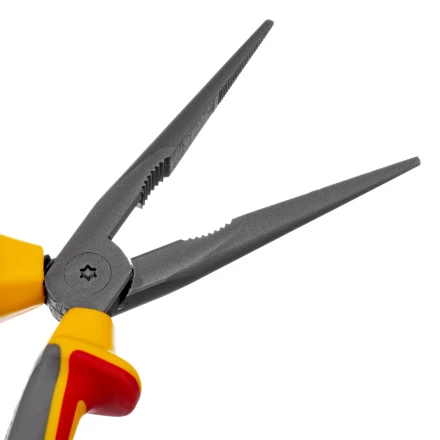 Длинногубцы прямые Denzel 17305, диэлектрические рукоятки до 1000 В, трехкомпонентные рукоятки, 205мм купить в Урае