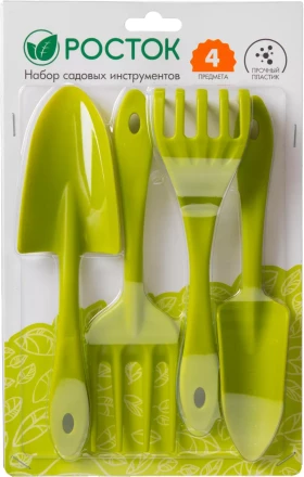 Набор садовый РОСТОК пластиковый, 4 предмета: Вилка, грабельки, 2 совка 421429-H4 купить в Урае