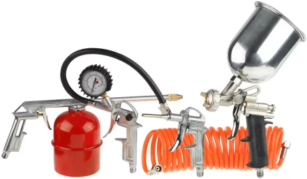 Набор пневматический STAYER &quot;MASTER&quot; универсальный: краскораспылитель с верхним бачком, пистолеты, пневмошланг, 5 предм 06488-H5 купить в Урае