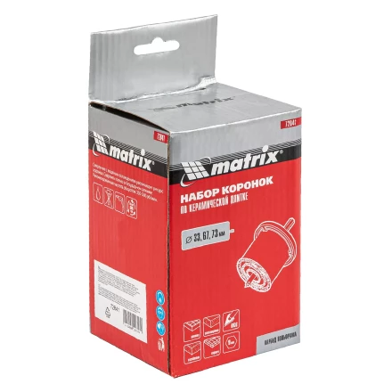 Набор коронок по керамической плитке Matrix 72841, 33-67-73 мм, шестигранный хвостовик купить в Урае