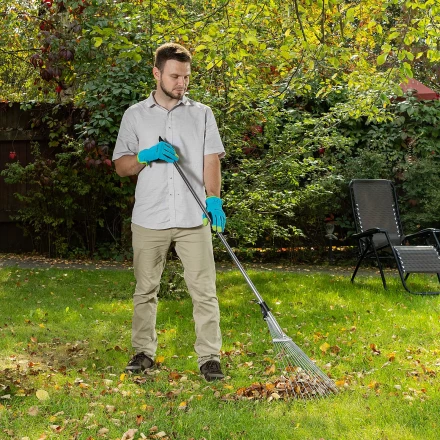 Грабли веерные стальные Palisad, 190 - 520 х 1200 - 1500 мм, 15 зубьев, раздвижные, стальной черенок, 6175655 купить в Урае