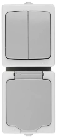 Комплект СВЕТОЗАР &quot;АВРОРА&quot; розетка с зазем. и защ. крышкой, 16А/~250В, выкл. двухклав. IP44, цвет серо-белый, 10А/~250В SV-54325-W купить в Урае