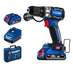 Бесщеточная дрель-шуруповерт Зубр, 2 АКБ LMS (2 Ач), в кейсе DB-70-22 серия «ПРОФЕССИОНАЛ»