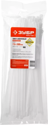 Хомуты нейлоновые ЗУБР &quot;МАСТЕР&quot; многоразовые, 7,5 мм x 300 мм, 100 шт 309240-75-300 купить в Урае