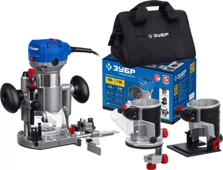 ЗУБР 750 Вт, кромочный фрезер, сумка, 3 основания, Профессионал (ФПК-750Н) купить в Урае