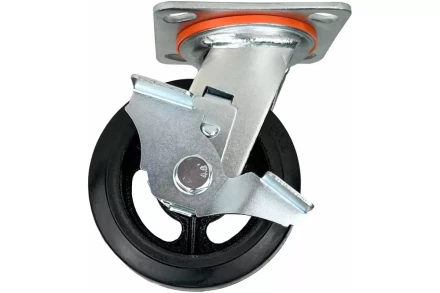 Аппаратное поворотное колесо большегрузное с тормозом HITCH 100*50 резина черная SCdb42 (SZ085004) купить в Урае