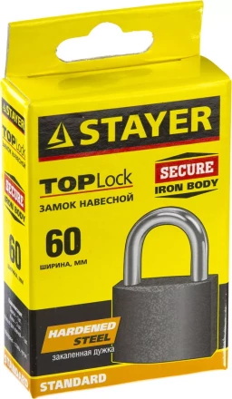 Замок STAYER &quot;STANDARD&quot; навесной, металлический корпус, закаленная дужка, 63 мм 37160-60 купить в Урае