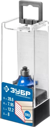 ЗУБР 28.6 x 12.2 мм, радиус 8 мм, фреза кромочная калевочная №1, Профессионал (28700-28.6) купить в Урае