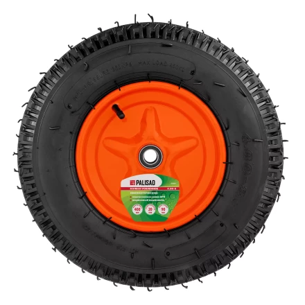 Колесо пневматическое усиленное Palisad 69081, шина 8PR, 4.00-8 D400 мм, внутренний диаметр подшипника 20 мм, длина оси 90 мм купить в Урае