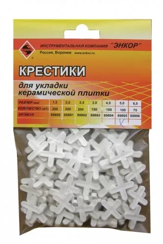 Крестики для кафеля 5,0 мм 100 штук блистер Энкор 69895 купить в Урае
