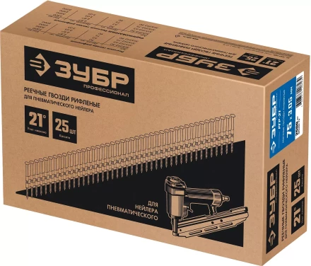 ЗУБР SN21 75 х 3.05 мм, реечные гвозди рифленые, 2500 шт (305392-75) купить в Урае