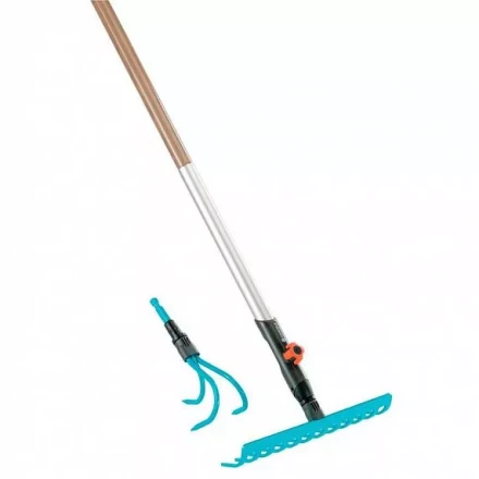 Комплект: Рыхлитель 9 см  + Грабли 30 см  + Ручка алюминиевая   130 см  GARDENA купить в Урае