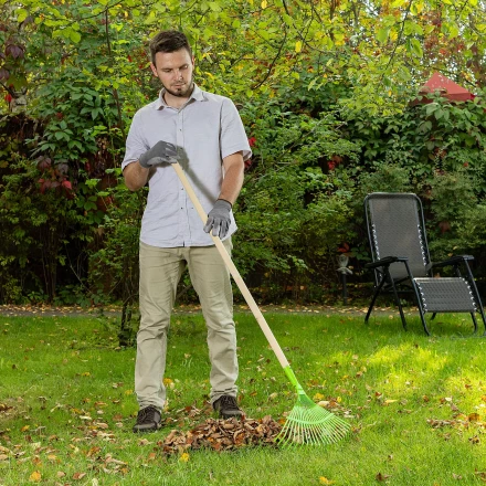 Грабли веерные стальные Palisad, 425 мм, 22 плоских зуба, эмалированные, без черенка, 617705 купить в Урае