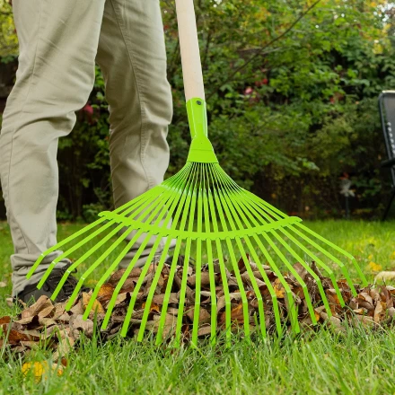 Грабли веерные стальные Palisad, 425 мм, 22 плоских зуба, эмалированные, без черенка, 617705 купить в Урае