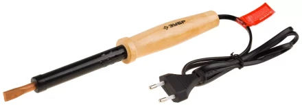 Электропаяльник ЗУБР &quot;МАСТЕР&quot;с деревянной рукояткой и долговечным жалом, форма клин, 100Вт 55405-100_z01 купить в Урае