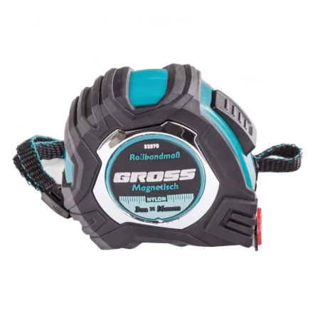 Рулетка Magnetisch 3 м х 16 мм обрезиненный корпус автоматическая фиксация Нейлоновое покрытиеытие зацеп с магнитом Gross 32570 купить в Урае