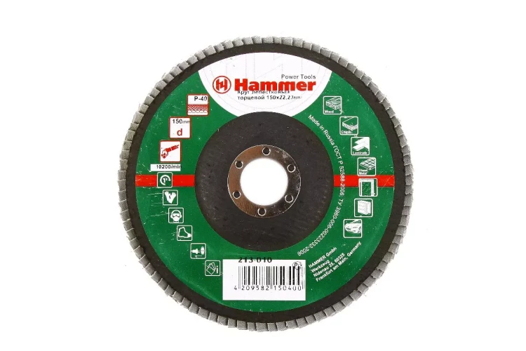 Круг Лепестковый Торцевой (КЛТ) HAMMER КЛТ 1 Ф150х22 Р40 213-010 купить в Урае