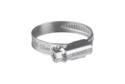 ЗУБР Х-9Н, 16 - 28 мм, накатная лента 9 мм, цинк, 50 шт, червячный хомут (37807-28) купить в Урае