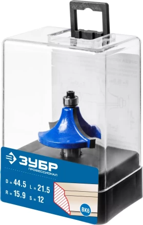 ЗУБР 44.5 x 21.5 мм, радиус 15.9 мм, фреза кромочная калевочная №1, Профессионал (28700-44.5) купить в Урае