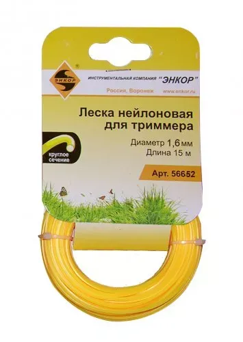 Леска нейл. для трим.,ф1,6ммх15м, круг Энкор 1/20 56652 купить в Урае