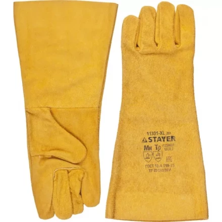 Термостойкие краги STAYER &quot;MASTER&quot; для сварки и тяжелых механических работ, 400 мм 11331-XL_z01 купить в Урае