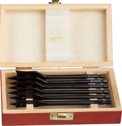 ЗУБР &quot;ЭКСПЕРТ&quot;. Набор сверл по дереву перьевые, в дерев.боксе, d 12, 16, 18, 20, 22, 25мм, 6шт 29503-H6 купить в Урае