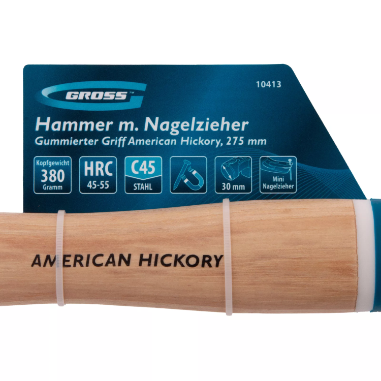 Молоток-гвоздодер GROSS 10413, 380 г, угол 75, магнит, обрезиненная рукоятка American Hickory купить в Урае