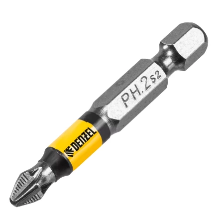 Бита PH2х50, сталь легированная S2, 10 шт., круглый профиль, отрывная упаковка, Е 6,3 Denzel 11679 купить в Урае