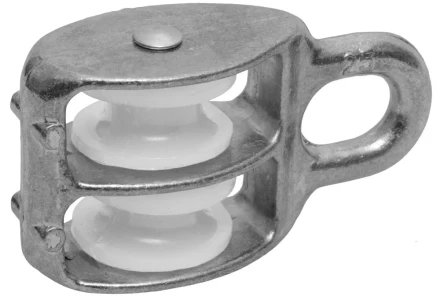 Блок ЗУБР двойной, оцинкованный, нейлоновый шкив, 7x25мм, 5 шт 4-304595-25 купить в Урае