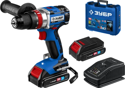 Бесщеточная дрель-шуруповерт ударная Зубр, 2 АКБ T7 (2 Ач), в кейсе DBS-201-22 серия «ПРОФЕССИОНАЛ» купить в Урае