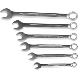 Набор ЗУБР "ПРОФИ": Ключ гаечный комбинированный, Cr-V сталь, хромированный, 8-17мм, 6шт 27028-H6