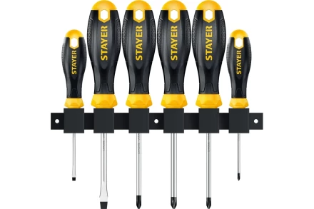 Набор STAYER &quot;MASTER&quot; HERCULES: Отвертки, Cr-V, эргономичная двухкомпонентная рукоятка, 6шт 25055-H6_z04 купить в Урае