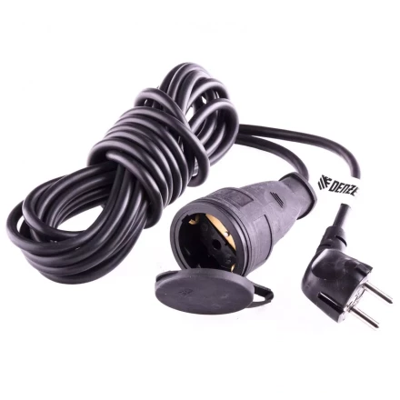 Удлинитель бытовой с заземлением 5 м 1 прорезиненная розетка 16 A серия УХз16 Denzel 95917 купить в Урае