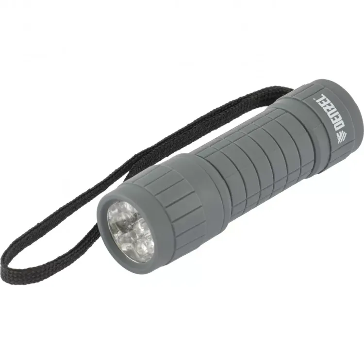 Фонарь светодиодный серый корпус с мягким покрытием 9 Led 3хААА Denzel 92612 купить в Урае