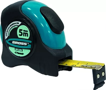 Рулетка &quot;Schlagfest&quot; 5 м x 19 мм магн. обрез зацеп двухст. шкала нейлон покр. автоматич  GROSS 31112 купить в Урае