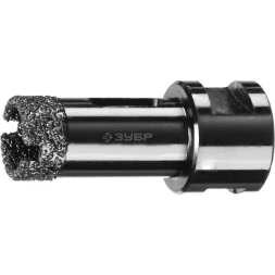 Алмазная коронка ЗУБР "ПРОФЕССИОНАЛ" универсальная для УШМ, сухое сверление, алмазы на вакуумной пайке,  посадка М14, d=20мм 29865-20