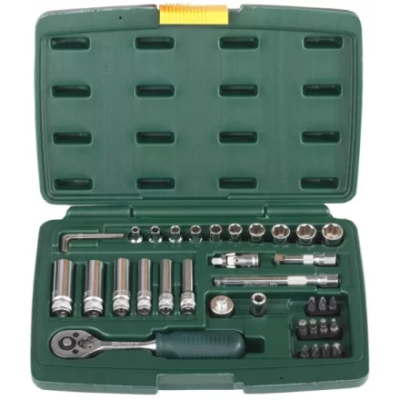 Набор KRAFTOOL &quot;INDUSTRIE QUALITAT&quot; Торцовые головки, 1/2&quot;, 1/4&quot;, 37 предметов 27881-H37 купить в Урае