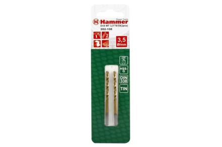 Сверло по металлу HAMMER Ф3.5х70мм (DR MT 3,5мм*70/39мм 2шт.) купить в Урае